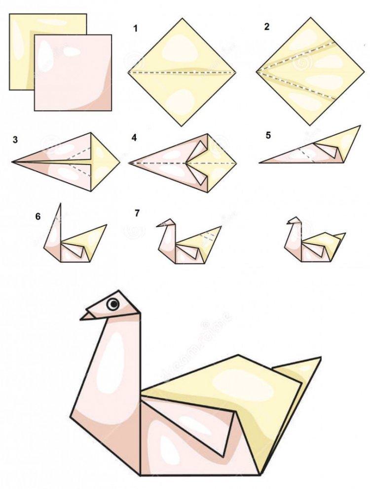 Лебідь з паперу - схеми орігамі для початківців